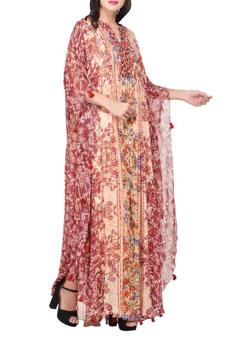 Bhanuni By Jyoti_Multi Color Printed Kaftan Dress_Online_at_Aza_Fashions