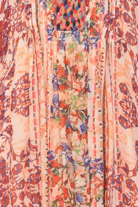 Bhanuni By Jyoti_Multi Color Printed Kaftan Dress_at_Aza_Fashions