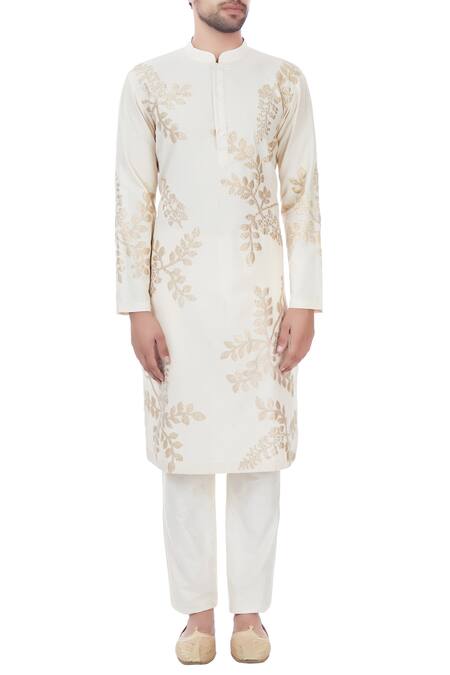 Shop Mehraab White Mix Blend Embroidered Gota Work Kurta Online at Aza Fashions Shop_Mehraab_White Mix Blend Embroidered Gota Work Kurta _Online_at_Aza_Fashions