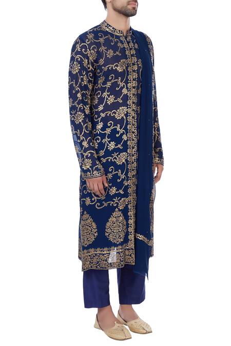 Mehraab Blue Georgette Embroidered Sequin Work Kurta Set Online at Aza Fashions Mehraab_Blue Georgette Embroidered Sequin Work Kurta Set _Online_at_Aza_Fashions