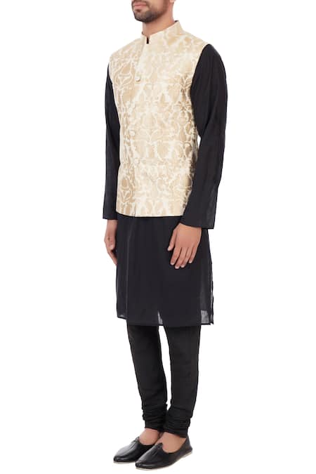 Buy Mehraab Off White Mix Blend Poly Silk Woven Nehru Jacket Online at Aza Fashions Buy_Mehraab_Off White Mix Blend Poly Silk Woven Nehru Jacket _Online_at_Aza_Fashions