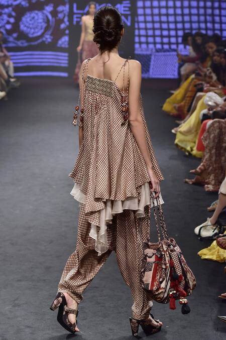 Shop_Punit Balana_Pink Square Neck Silk Kurta Set_at_Aza_Fashions