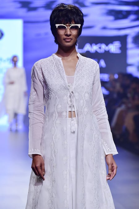 House Of Kotwara Chikankari Work Jacket & Kurta Set 