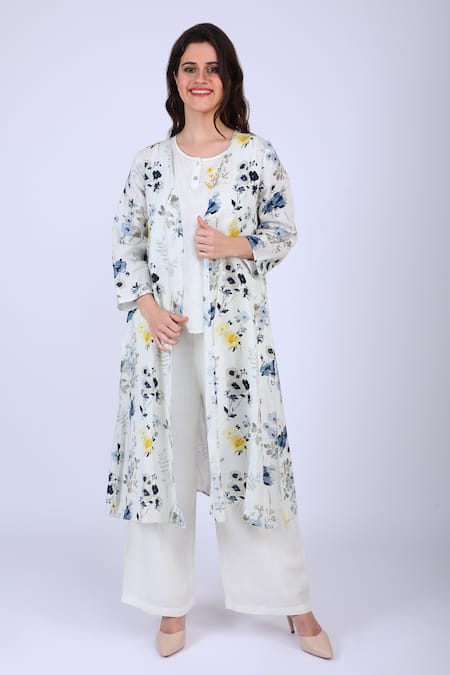 Linen Bloom Daisy Print Linen Cape 