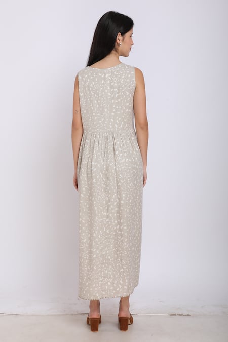 Linen Bloom Linen Floral Gathered Dress 