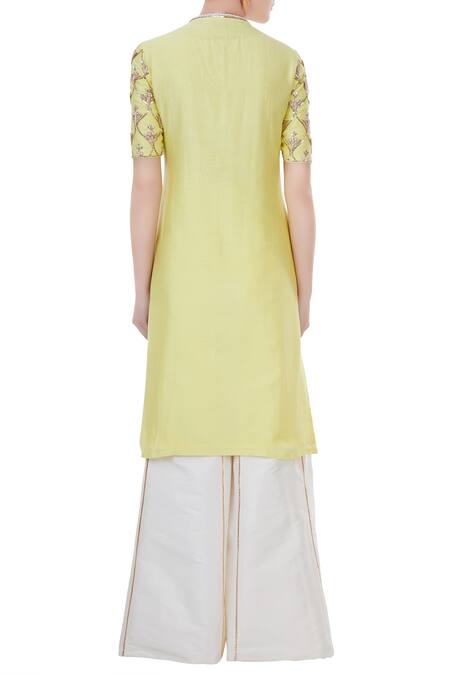 Shop_Rajat K Tangri_White Chanderi Embellished Kurta Set_at_Aza_Fashions