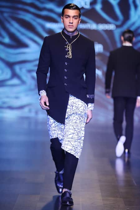 Kommal Sood Black Blended Cupro Solid Ajkan Jacket  