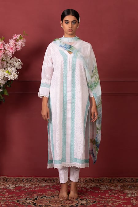 Ruh Clothing Hand Embroidered Chikankari Kurta Set 