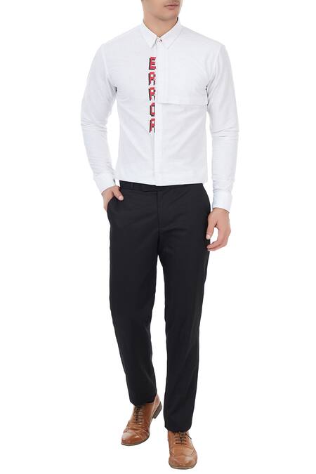 Sahil Aneja White Cotton Error Embroidered Shirt 