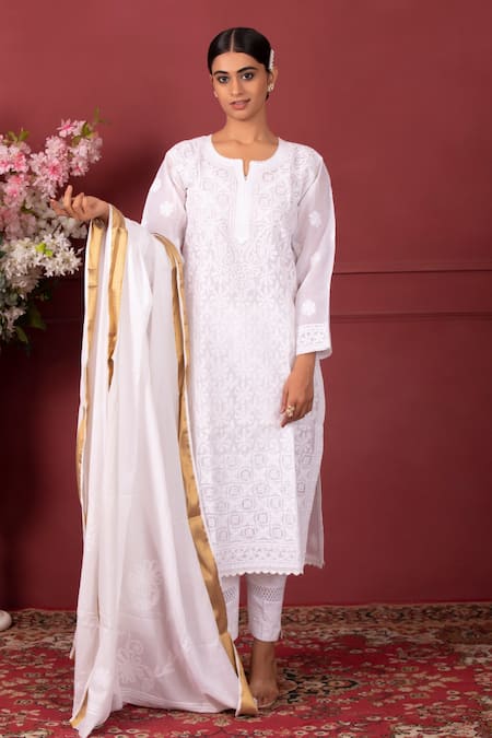 Ruh Clothing Hand Embroidered Chikankari Kurta Set 