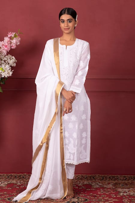 Ruh Clothing Hand Embroidered Chikankari Kurta Set 