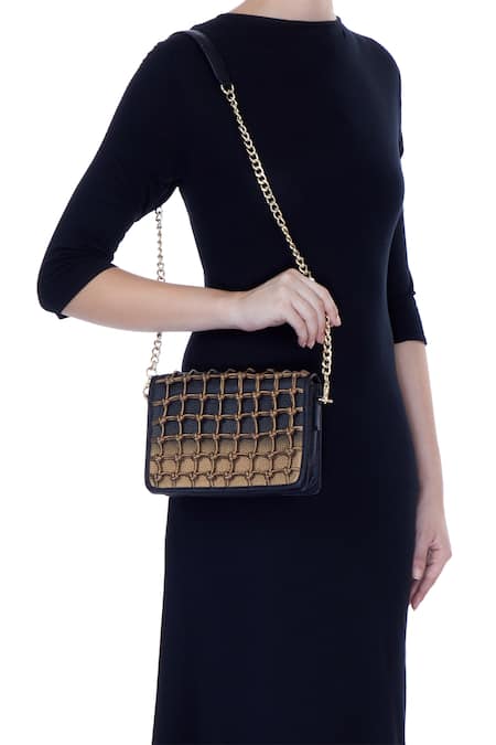 Devina Juneja Faux Leather Woven Clutch 