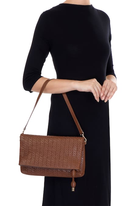 Devina Juneja Leather Woven Clutch 