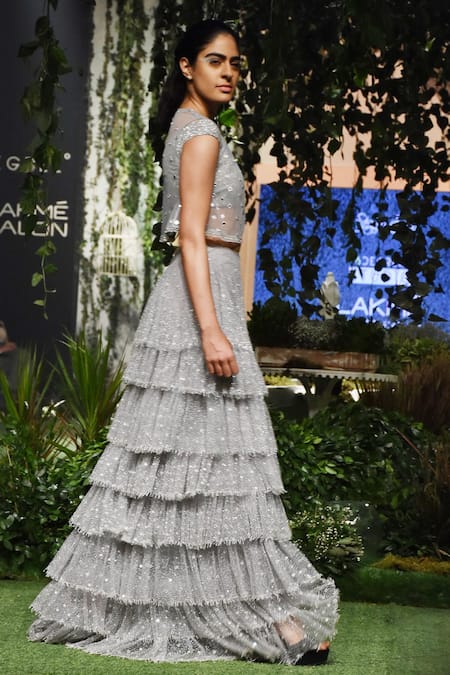 Shriya Som Tulle Embellished Tiered Skirt 
