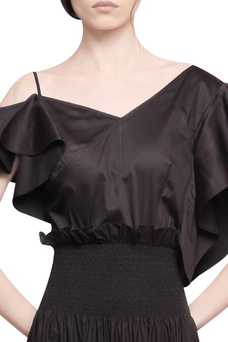 Buy Manika Nanda Brown V Neck Flared Midi Dress Online at Aza Fashions Buy_Manika Nanda_Brown V Neck Flared Midi Dress _Online_at_Aza_Fashions