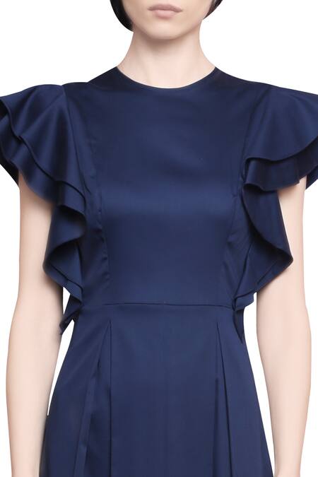 Buy Manika Nanda Blue Round Flared Midi Dress Online at Aza Fashions Buy_Manika Nanda_Blue Round Flared Midi Dress _Online_at_Aza_Fashions