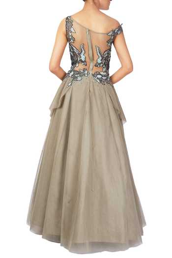 Reeti Arneja Beige Embroidered Ball Gown 2