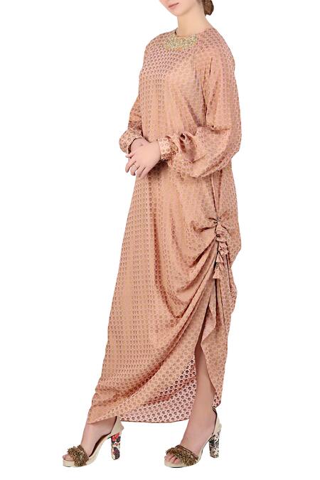 Buy Pink Round Draped Tunic Dress For Women by Nikasha Online at