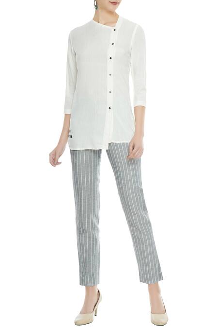 Fahd Khatri White Organic Cotton Handwoven Shirt