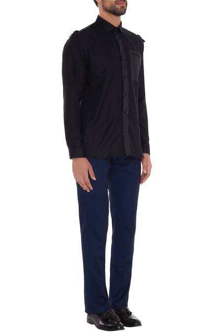 Sanjay Hingu Black Cotton Slim Fit Shirt 3