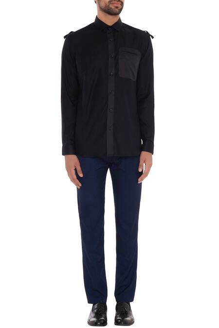 Sanjay Hingu Black Cotton Slim Fit Shirt 5