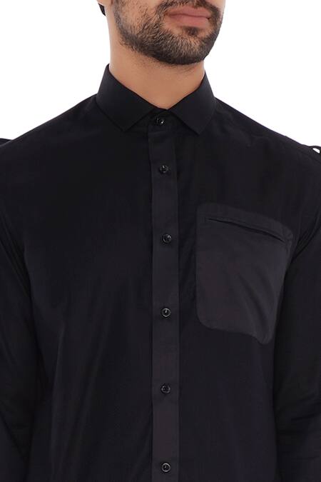 Sanjay Hingu Black Cotton Slim Fit Shirt 6