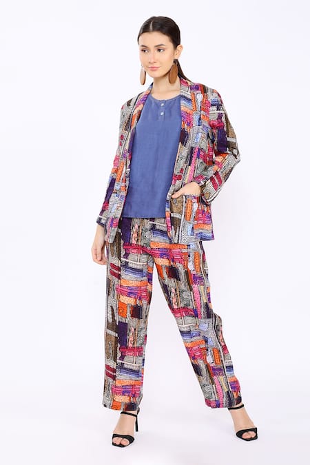 Linen Bloom Linen Tokyo Print Blazer 