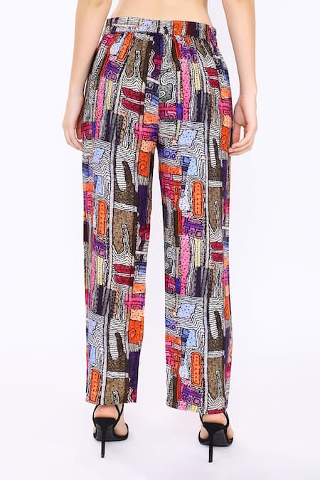 Shop Linen Bloom Multi Color 100% Pure Linen Digital Print Tokyo Pant at Aza Fashions Shop_Linen Bloom_Multi Color 100% Pure Linen Digital Print Tokyo Pant _at_Aza_Fashions