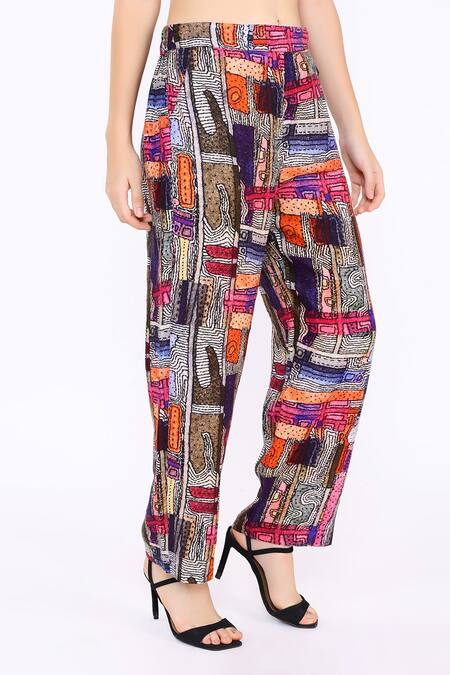 Linen Bloom Multi Color 100% Pure Linen Digital Print Tokyo Pant Online at Aza Fashions Linen Bloom_Multi Color 100% Pure Linen Digital Print Tokyo Pant _Online_at_Aza_Fashions