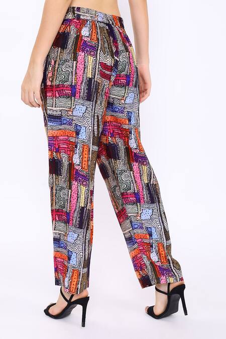 Shop Linen Bloom Multi Color 100% Pure Linen Digital Print Tokyo Pant Online at Aza Fashions Shop_Linen Bloom_Multi Color 100% Pure Linen Digital Print Tokyo Pant _Online_at_Aza_Fashions