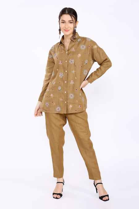 Linen Bloom Linen Embroidered Shirt 