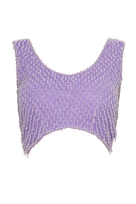 Arpan Vohra Purple Georgette Round Pre-draped Lehenga Saree With Blouse at Aza Fashions Arpan Vohra_Purple Georgette Round Pre-draped Lehenga Saree With Blouse _at_Aza_Fashions