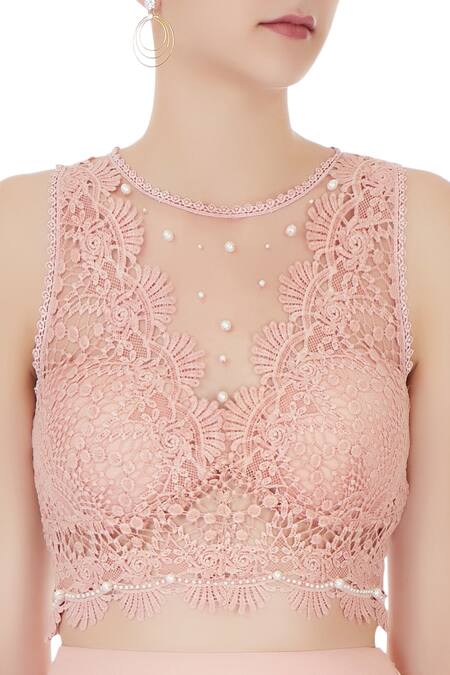 J By Jannat_Peach Round Embroidered Lehenga Set  _at_Aza_Fashions