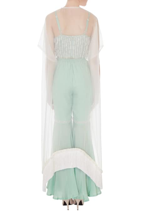 J By Jannat Organza Cape & Chanderi Sharara Set 