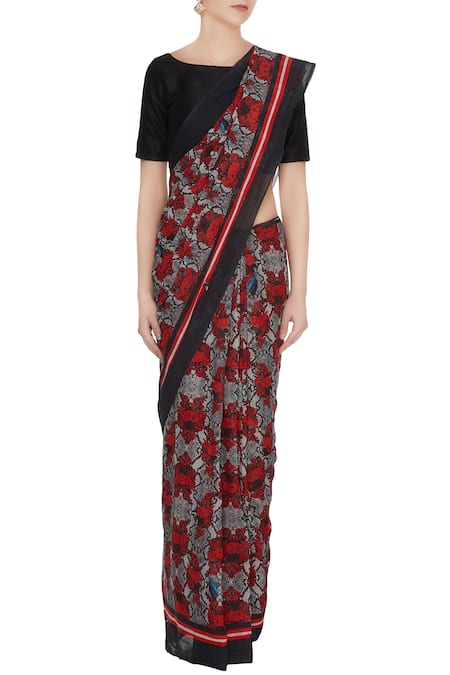 MR. Ajay Kumar_Multi Color Handloom Cotton Printed Saree  _Online_at_Aza_Fashions