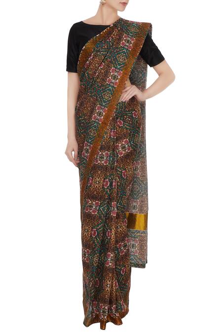 MR. Ajay Kumar_Multi Color Handloom Cotton Printed Saree  _Online_at_Aza_Fashions