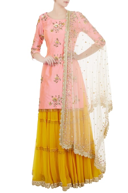 Priyanka Jain Silk Kurta Sharara Set 