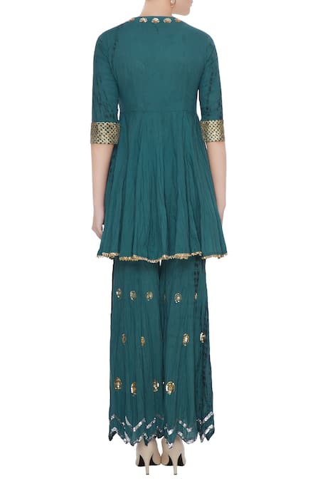 Priyanka Singh Gota & Sequins Embroidered Kurta Gharara Set 