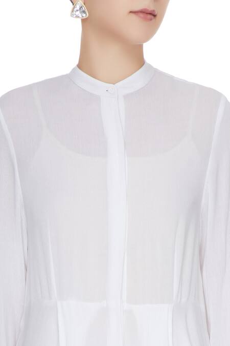 Rina Dhaka_White Cotton Embroidered Kurta And Dhoti Pant Set_at_Aza_Fashions