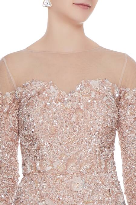 Nadine Dhody_Brown Embellished Gown_at_Aza_Fashions