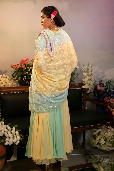 Ruh Clothing Chikankari Ombre Anarkali Set 