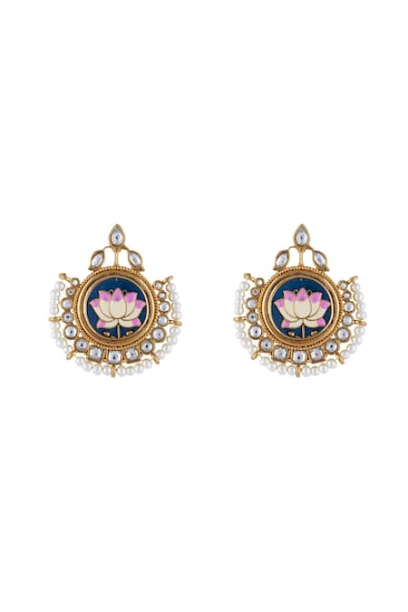 Shillpa Purii Multi-colored alloy meena lotus studed earring 