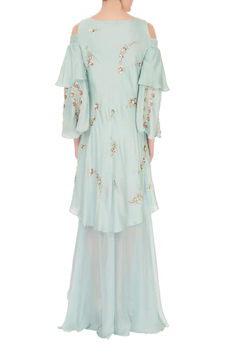 Nidzign Couture Silk Embellished Tiered Gown 