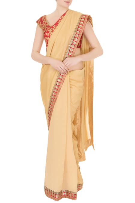 Aharin India Silk Saree with Embroidered Blouse 