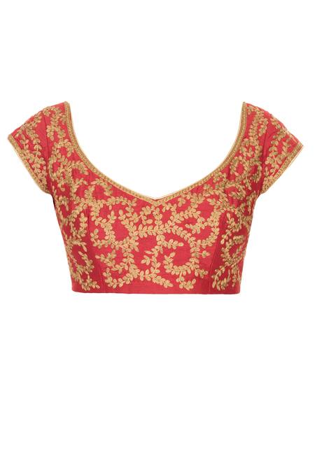 Shop Aharin India Gold Silk, Crepe Leaf Neck Saree With Embroidered Blouse Online at Aza Fashions Shop_Aharin India_Gold Silk, Crepe Leaf Neck Saree With Embroidered Blouse _Online_at_Aza_Fashions