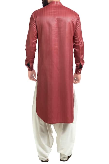 Poonam Kasera_Pink Muga Embroidered Nehru Jacket And Kurta Set_at_Aza_Fashions