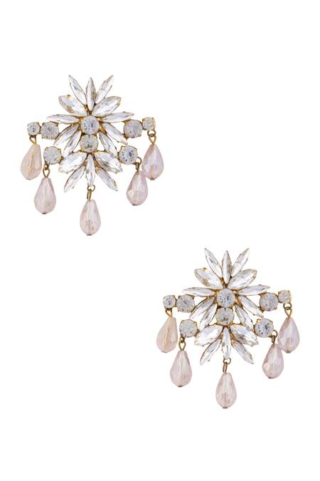 Ae-Tee Gold Plated Swarovski Crystals Earrings With Dangling 