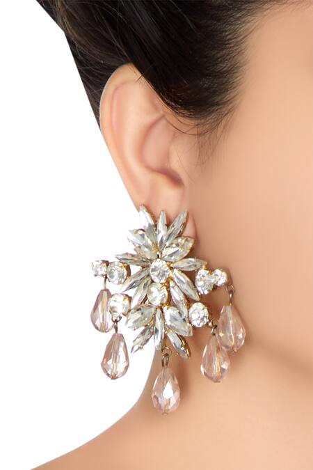 AE-Tee Gold plated earrings with dangling swarovski crystals 