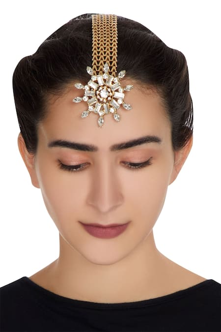 AE-Tee Gold plated swarovski crystal maangtikka 