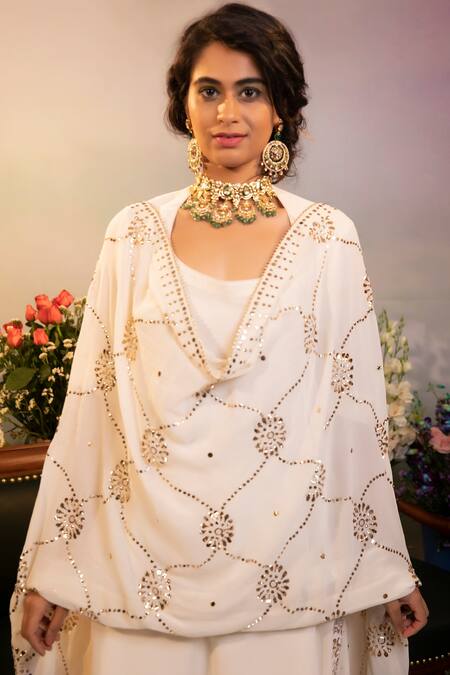 Buy Ruh Clothing White Badla Work Round Sharara Set Online at Aza Fashions Buy_Ruh Clothing_White Badla Work Round Sharara Set _Online_at_Aza_Fashions